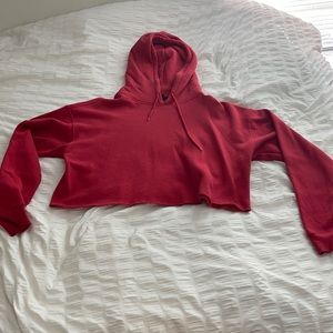 cropped red hoodie